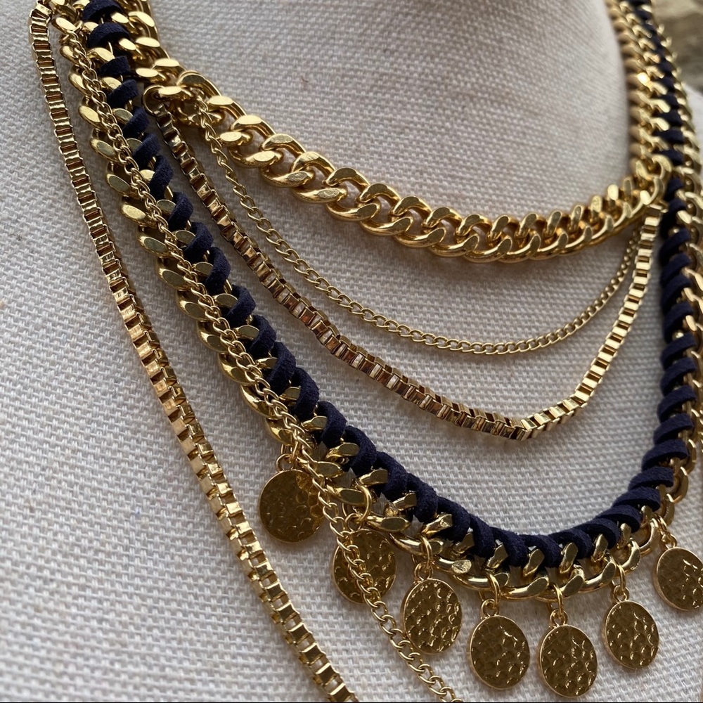 NWT Romolo gold/blue necklace casual - Picture 2 of 6